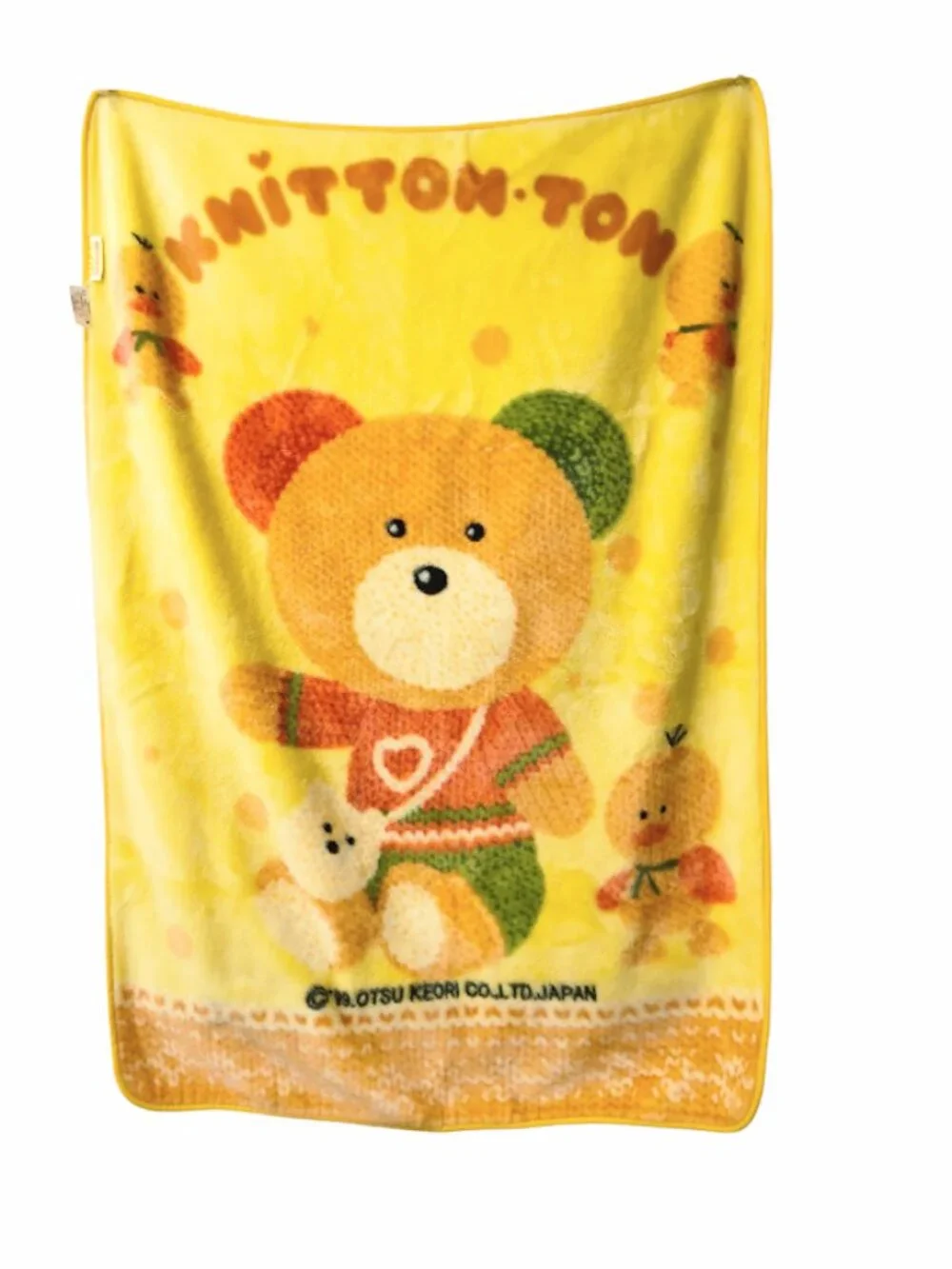 Vintage 1999 Otsu Keori Iroiro Benri Knitton Ton Bear Chick Blanket 37